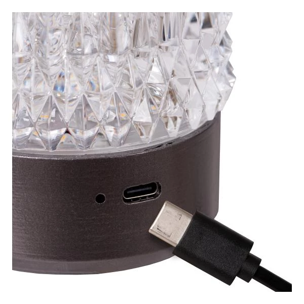 Lucide LILY - Rechargeable Table lamp - Battery pack - Ø 8 cm - LED Dim to warm - 1x3W 2700K/3000K - Gun Metal - Set of 3 - detail 3